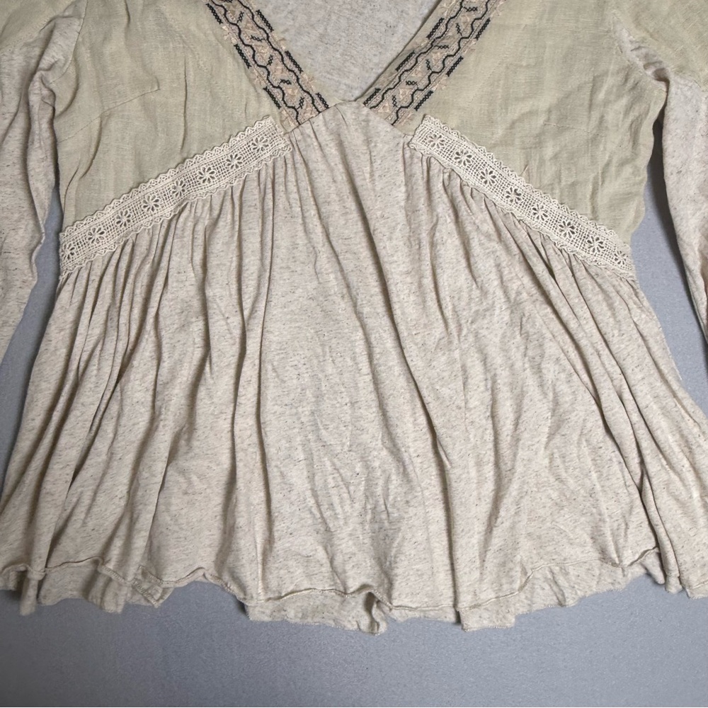 Miss Me Top Blouse Top Sz M Babydoll Embroidered Long Balloon Sleeves Bohemian - Picture 4 of 12